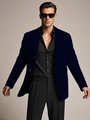 Chaqueta de lana azul marino para hombre de botonadura sencilla con un corte empresarial - S (Talla EE. UU.) / Azul marino
