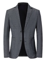 Detalle de blazer gris con cuadros Príncipe de Gales, solapa de muesca y dos botones - S (Talla EE. UU.) / gris oscuro