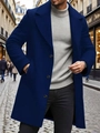 Men's navy blue wool blend coat featuring a classic lapel and single-breasted buttons - XS / Navy Blue