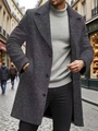 Manteau ajusté pour homme en laine mélangée gris anthracite avec revers à pointe en ville - XS / gris foncé