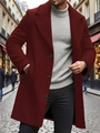 Manteau ajusté en laine rouge vin pour homme avec col à revers et boutons, style élégant - XS / Rouge Foncé