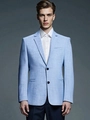 Chaqueta de traje azul claro para hombre de corte ajustado con tejido de textura fina - S / Azul Cielo