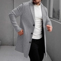 Classic grey mid-length wool blend trench coat with notch lapel and three-button closure - XS / Light Gray