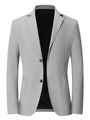 Modern light grey slim fit business blazer with notched lapel and padded shoulders - S / Light Gray