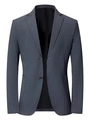 Classic dark grey men's business casual blazer with two-button closure and padded shoulders - S / Dark Gray