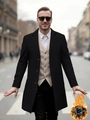 Men's classic black wool coat with quilted lining for winter business casual wear - S (US Size) / Black