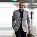 Grauer Herren-Business-Sakko mit moderner Textur und einreihigem Design für die Freizeit - S / Grau