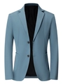 Americana clásica azul claro de botonadura sencilla con solapas de muesca para hombre - S / Azul Niebla