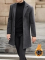 Herren Wollmantel in Dunkelgrau Tweed mit einreihigem Revers für Herbst und Winter - S (US-Größe) / Dunkelgrau