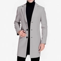 Classic light gray men's mid-length wool blend overcoat with a slim fit and lapel design - XS / Light Gray