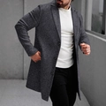 Men's charcoal wool overcoat with classic lapels and business casual slim fit tailoring - XS / Dark Gray
