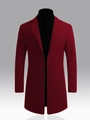 Classic men's single-breasted mid-length wool blend coat in burgundy with notch lapel - XS / Dark Red