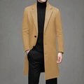 Men's stylish wool camel coat with single-breasted design for a professional business look - XS / Khaki