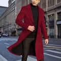 Donkerrode wollen herenjas in halflange uitvoering met reverskraag en minimalistische stijl - XS / Donkerrood