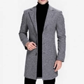 Classic heather gray slim-fit mid-length wool coat for men with a notched lapel - XS / Dark Gray