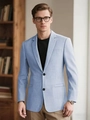 Americana clásica azul claro para hombre, corte entallado con solapa de muesca y dos botones - S / Azul Cielo