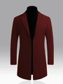 Manteau mi-long homme en laine bordeaux avec boutonnage simple à trois boutons élégant - XS / Rouge Foncé