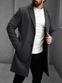 Men's dark gray wool blend business casual mid-length overcoat with notch lapels - S / Dark Gray