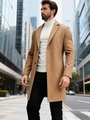 Klassieke camelkleurige heren trenchcoat met enkele rij knopen voor zakelijke stijl - S / Khaki