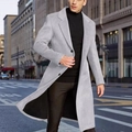 Men's slim fit long wool coat in light grey featuring a single-breasted lapel design - XS / Light Gray
