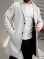 Men's light grey mid-length wool coat with a classic single-breasted slim fit design - S / Light Gray