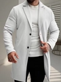 Classic light grey single-breasted trench coat for men with a mid-length notch lapel design - S / Light Gray