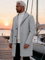 Men's single-breasted grey wool coat in a classic business casual style for autumn and winter - XS (US Size) / Light Gray