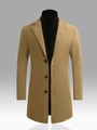 Classic khaki slim-fit wool overcoat for men with notch lapels and three-button closure - XS / Khaki