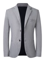 Chaqueta de lana de espiga gris claro para hombre con solapa de muesca y dos botones - S / Gris
