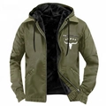 Schwere Herren-Winterjacke mit Kapuze in Armeegrün und warmem schwarzem Fleecefutter - S / Armeegrün