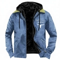 Dunkelblaue Herren-Kapuzenjacke mit warmem Fleecefutter und Totenkopf-Logo für Winter - S / Blau