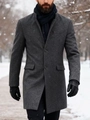 Abrigo de lana gris oscuro para hombre con diseño de botonadura sencilla para el invierno - XS / gris oscuro