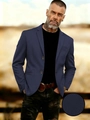 Ανδρικό μπλε σκούρο σακάκι slim fit με μονή σειρά κουμπιών, δύο κουμπιά και τσέπες - S / Ναυτικό μπλε