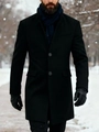 Abrigo de lana para hombre de corte entallado chaqueta de invierno de largo medio - XS / Negro