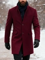 Abrigo de lana burdeos para hombre con cuello alto y cierre de botones invierno - XS / Rojo Oscuro