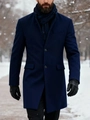 Abrigo de mezcla de lana azul marino para hombre con diseño de botonadura sencilla y bolsillos - XS / Azul marino