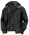 Men's winter thick fleece-lined cargo jacket in black with olive green shoulder patches - S / Black