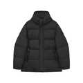 Men's black hooded down jacket with quilted design and windproof material for outdoors - XS / Black