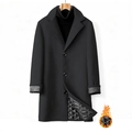 Gabardina de lana negra para hombre con forro acolchado cálido para el invierno - S / Negro