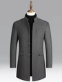 Abrigo de lana para hombre en gris oscuro con cuello alto y corte de negocios elegante - XS / gris oscuro