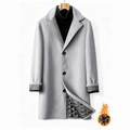 Abrigo gris de lana para hombre, botonadura sencilla y forro acolchado - S / Gris claro