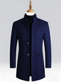 Abrigo de lana azul marino para hombre con cuello alto y diseño de estilo de negocios - XS / Azul marino