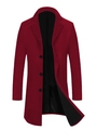 Mens mid-length wool coat in deep burgundy with notch lapel and three-button closure - XS / Burgundy