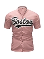 Camisa rosa de manga corta para hombre con estampado Boston y botones negros deportivos - S / Rosa