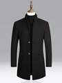 Abrigo de lana para hombre con cuello alto formal y cierre de dos botones en color negro - XS / Negro