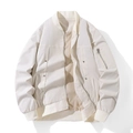 Dettaglio del bomber con colletto a costine, tasca con zip in metallo e tessuto antivento - M / Bianco Sporco