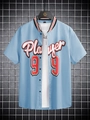 Blauw Amerikaans baseballshirt met korte mouwen en Player 99 print voor sporten - S / Lichtblauw