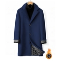 Abrigo de lana azul marino para hombre con botones sencillos y forro acolchado cálido - S / Azul marino