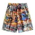 Pantaloncini da spiaggia da uomo con elastico in vita e stampa graffiti colorata - M / Stampa Graffiti Colorata