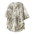 Camiseta de hombre oversize con cuello en V crema y patrón de pinceladas abstractas - M / Blanco Roto